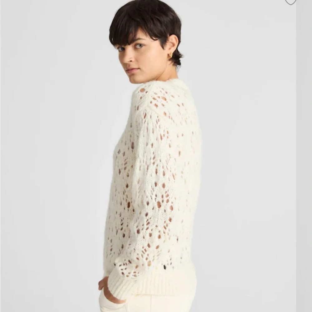 Madewell Cream Open-Weave Crewneck Sweater